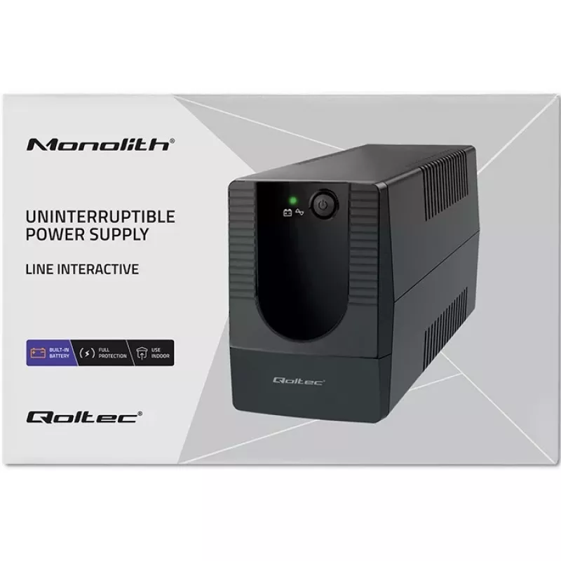 UPS Qoltec 53774 (fonte de alimentação ininterrupta) Line-Interactive 1 kVA 600 W 1 saída AC