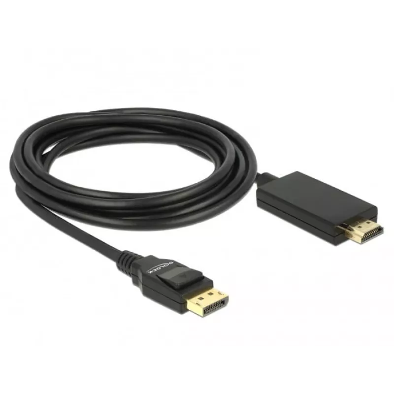 Adaptador de cabo de vídeo DeLOCK 85318 DisplayPort para HDMI 3m preto