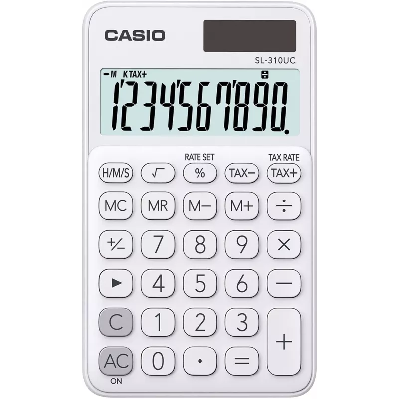 Calculadora de bolso CASIO SL-310UC-WE, branca, visor de 10 dígitos