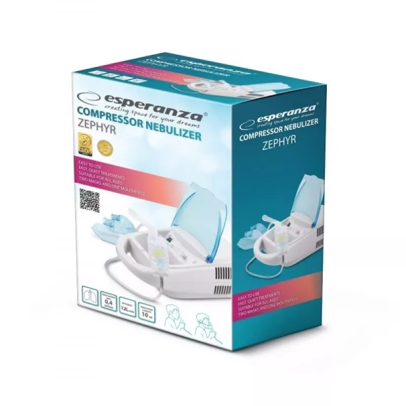 Nebulizador de mesa ESPERANZA ECN002 — nebulização de 0,4 ml/min, capacidade de 10 ml, máscara para adulto e criança, bocal, 220 V