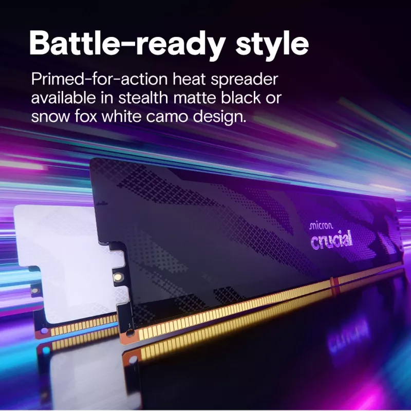 Crucial CP2K16G64C32U5B PRO Gaming OC DIMM Kit, 32GB, DDR5, 6400 Mhz, CL32, preto