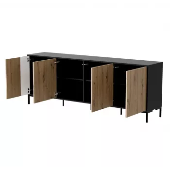 Cómoda cama meble MERCI 200 x 40 x 74 cm — preto/carvalho artesanal, aglomerado