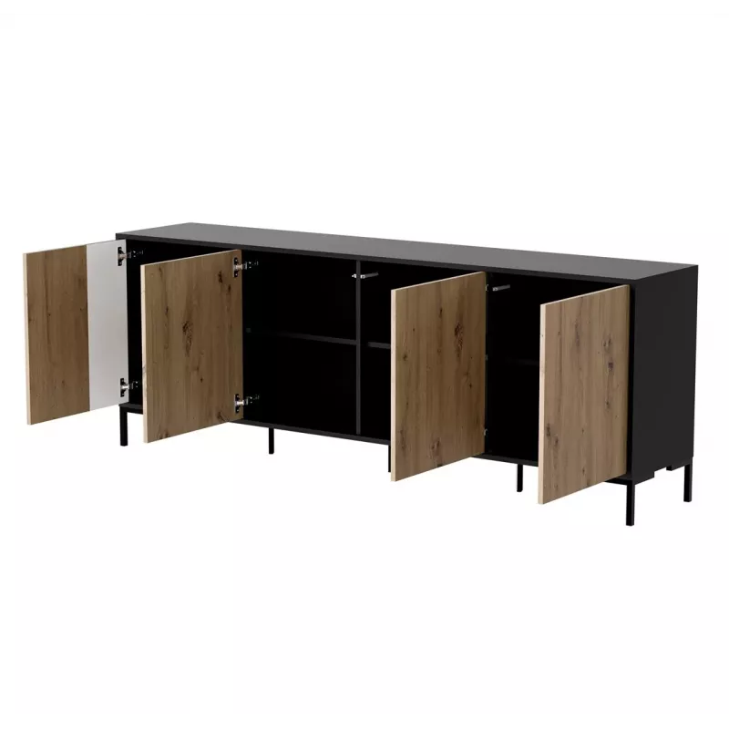 Cómoda cama meble MERCI 200 x 40 x 74 cm — preto/carvalho artesanal, aglomerado