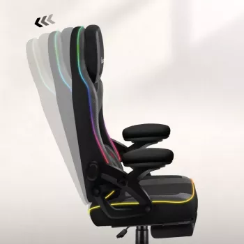 Cadeira gaming huzaro HZ-FORCE 4.6 RGB preto Mesh — ergonómica, altura ajustável, iluminação RGB, assento em tecido, máx. 130 kg