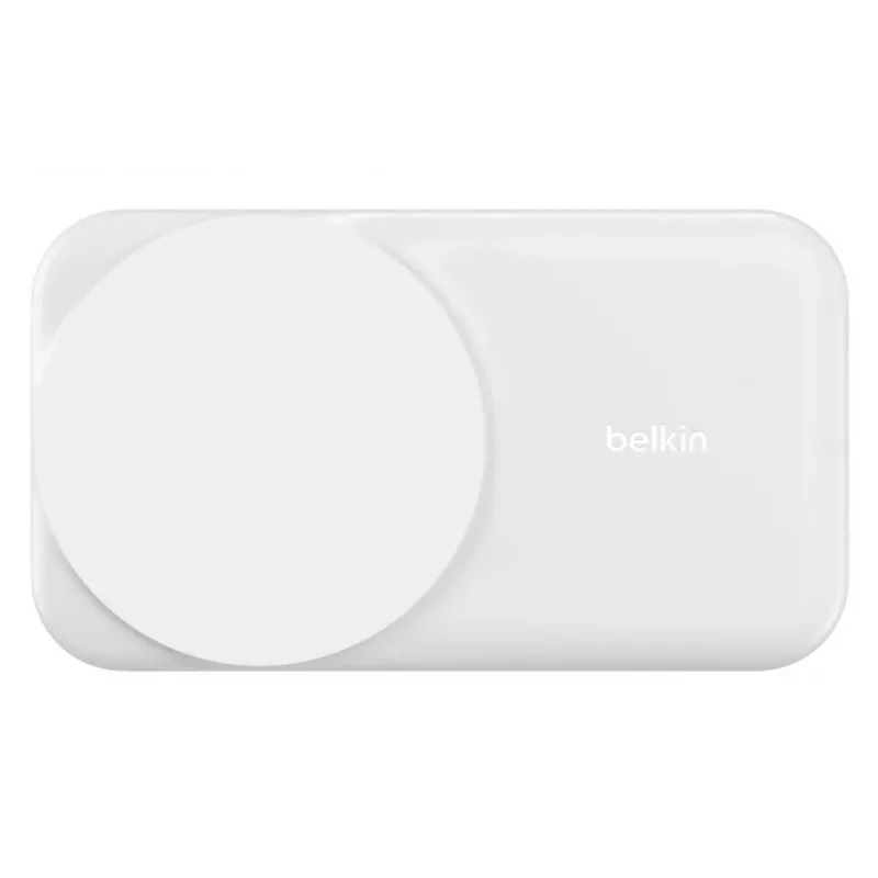 Belkin UltraCharge 25W Qi2 base de carregamento sem fios dobrável 2 em 1, branca (WIZ038KQWH)