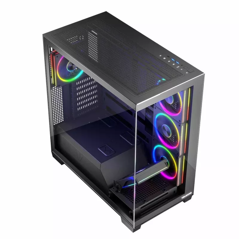 Caixa de PC MODECOM Volcano Stellar 5F ATX Midi Tower, vidro temperado, 5 ventoinhas pré-instaladas, USB‑C, suporta microATX/ATX, GPU máx. 420 mm, altura do cooler da CPU 175 mm