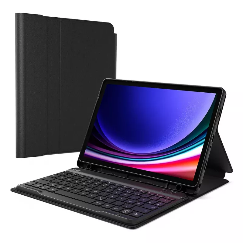 Capa folio para tablet Inateck N0028_Schwarz para Galaxy Tab A9+/A9 Plus 27,9 cm (11 polegadas) – 3 modos de suporte, Bluetooth