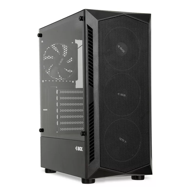 Caixa de PC IBOX LUPUS 27 Midi Tower ATX, vidro temperado, RGB, 455×200×380 mm, suporta ATX, GPU até 32 cm