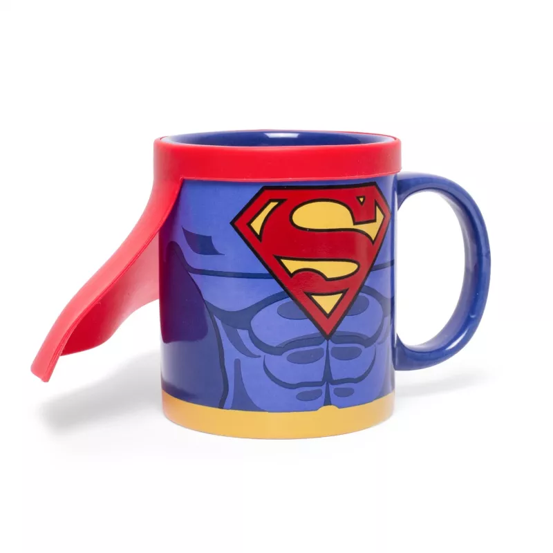 Caneca Thumbs Up Superman com capa, imagem única, 0,25 l, azul, vermelho, cerâmica, silicone, universal, 1 unid.