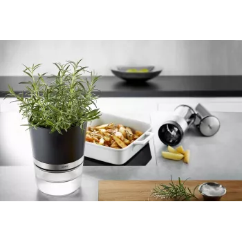 Vaso de ervas GEFU BOTANICO autónomo plástico, aço inoxidável preto