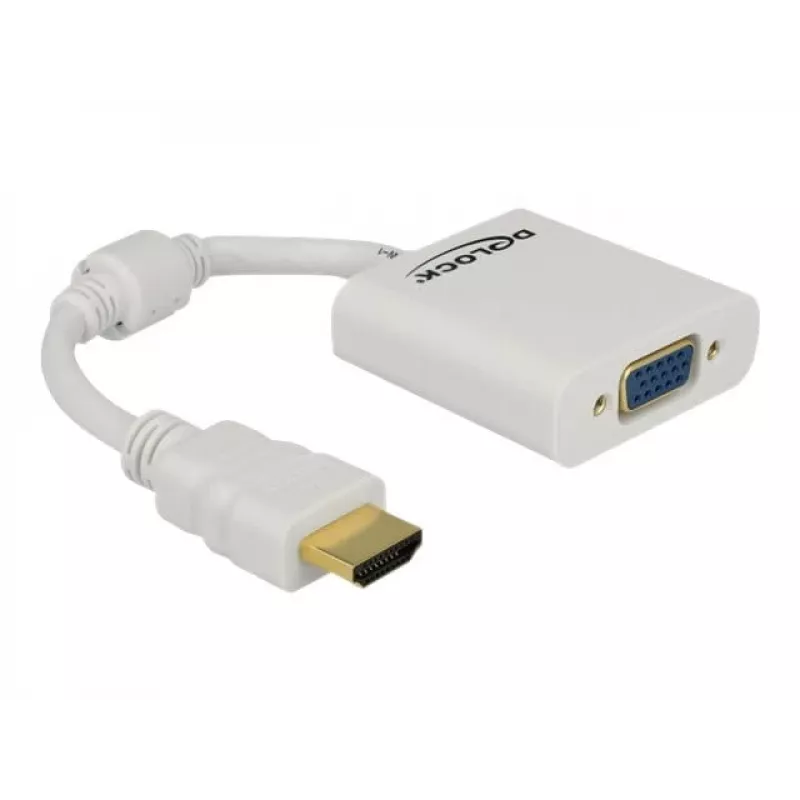 Adaptador Delock HDMI-A macho > VGA fêmea - adaptador de vídeo - HDMI macho para HD-15 (VGA) fêmea - branco (65346)