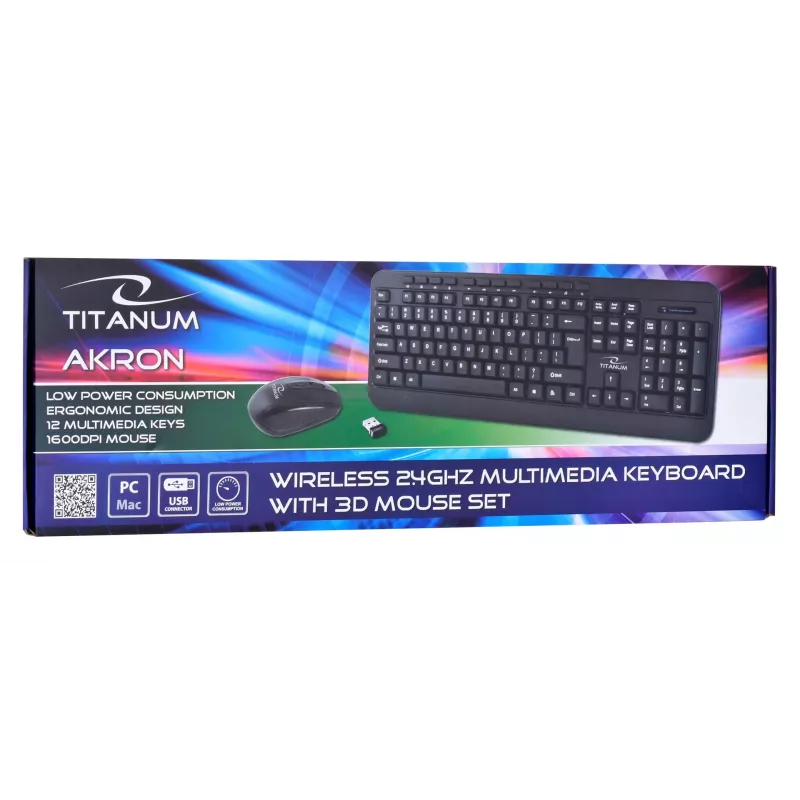 Conjunto de teclado e rato sem fios ESPERANZA Akron TK109 2,4 GHz, recetor USB, preto