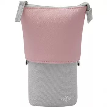 Estojo de lápis macio WEDO My Butler – tecido, pele sintética, poliéster, 170×80×60 mm, cinzento/rosa