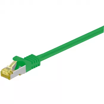 Cabo patch bruto Wentronic Goobay Cat.7, S/FTP (PiMF), verde, 2 m – LSZH sem halogéneos, cobre, ficha RJ45 (91604)