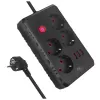 Extensão elétrica MACLEAN MCE392 B — 4 tomadas, 3×USB, 110–240V, 2,1A, 2500W, cabo de 1,5 m, preto