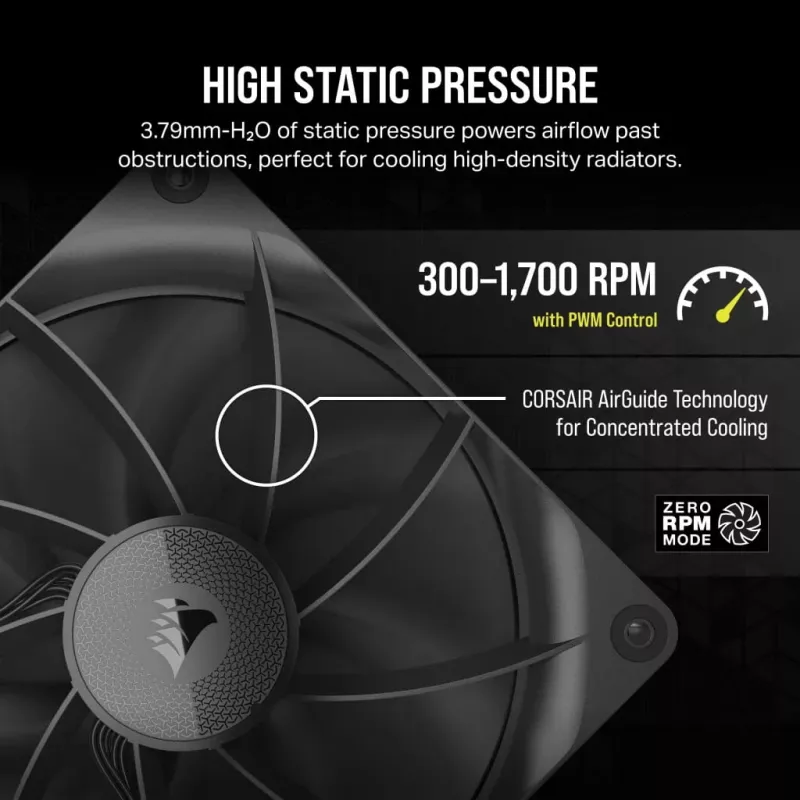Ventoinha Corsair iCUE LINK RX140 14 cm preto 300-1700 U/min