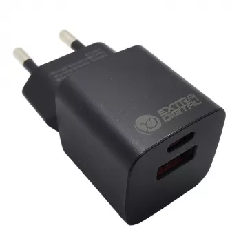 Carregador EXTRA DIGITAL GaN USB Type-C, USB Type-A: 30W, PPS