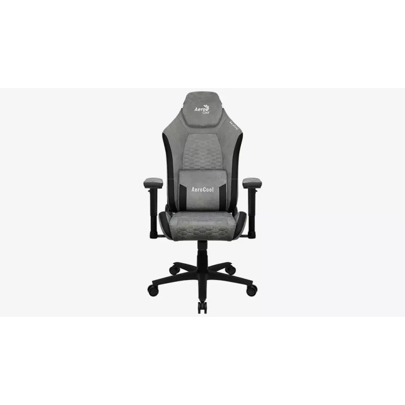 Cadeira gaming universal Aerocool Crown AeroSuede com assento acolchoado, cinzento pedra