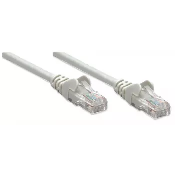 Cabo de patch de rede Intellinet, Cat6, 0,5 m, cinzento, CCA, U/UTP, PVC, RJ45, contactos banhados a ouro, proteção da patilha, proteção anti-dobra moldada, garantia vitalícia