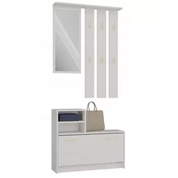 Roupeiro Top e shop VERA Caxemira GS1 — 1800×850×240 mm, porta de abrir, espelho, 1 prateleira, 6 ganchos