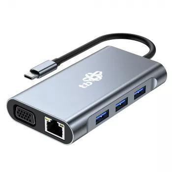 HUB 8in1 adaptador USB C HDMI x2 USB VGA RJ45 PD