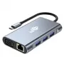 HUB 8in1 adaptador USB C HDMI x2 USB VGA RJ45 PD