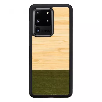 Capa para telemóvel Man and Wood Galaxy S20 Ultra bambu preto — parte traseira protetora, aplicação natural de bambu