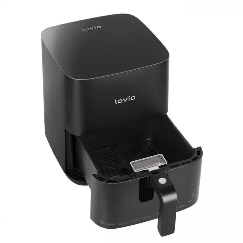 Fritadeira de ar quente Lovio LVAF001BK 5 l preta — fritadeira de ar quente compacta, capacidade de 5 litros