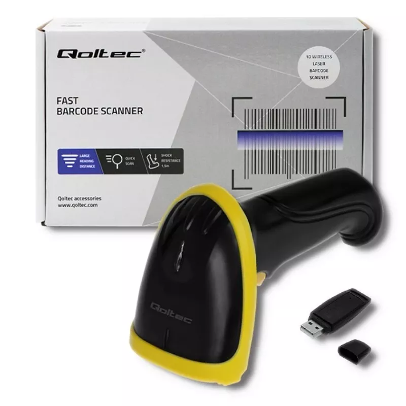 Leitor de códigos de barras laser sem fios Qoltec 50862 1D | 2.4GHz