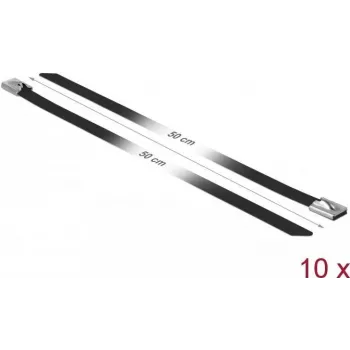 Abraçadeira de cabos DeLOCK 18816 aço preto 500mm 10 unid.