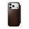 Capa para telemóvel Nomad Modern Leather Folio para iPhone 17 Pro, pele/alumínio, 16 cm (6,3 polegadas) castanha, 4 compartimentos para cartões