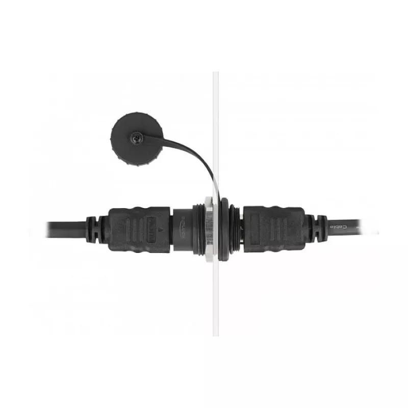 Ficha de encastrar HDMI-A DeLOCK com tampa de proteção preto 30,3 mm 23,5 mm