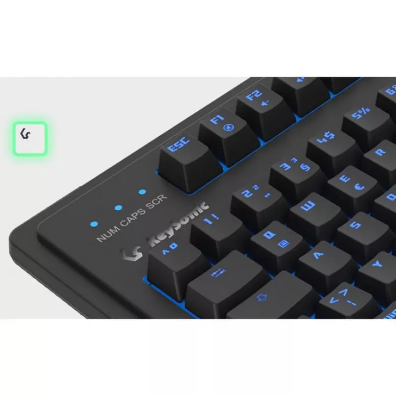 Teclado mecânico com fio tamanho completo KeySonic KSK-8202ELU-T (DE) — USB, layout alemão, preto