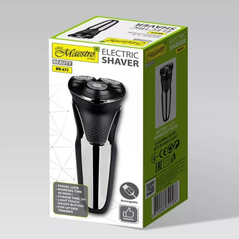 Máquina de barbear elétrica Maestro MR-673 USB