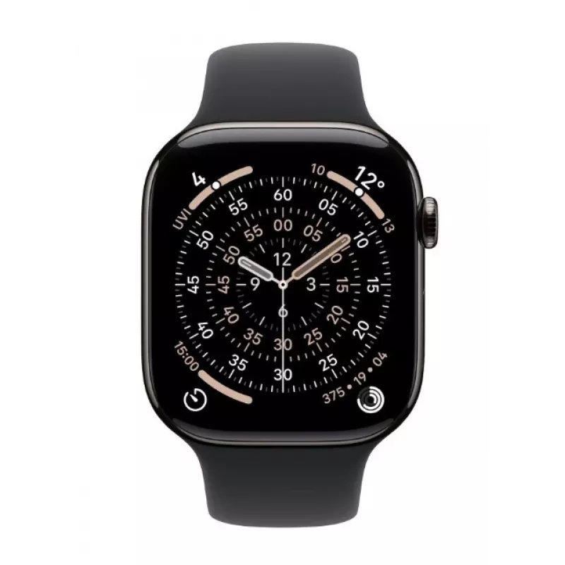 Smartwatch Apple Watch Series 11 GPS + Cellular 42mm Caixa de titânio sideral com bracelete desportiva preta S/M