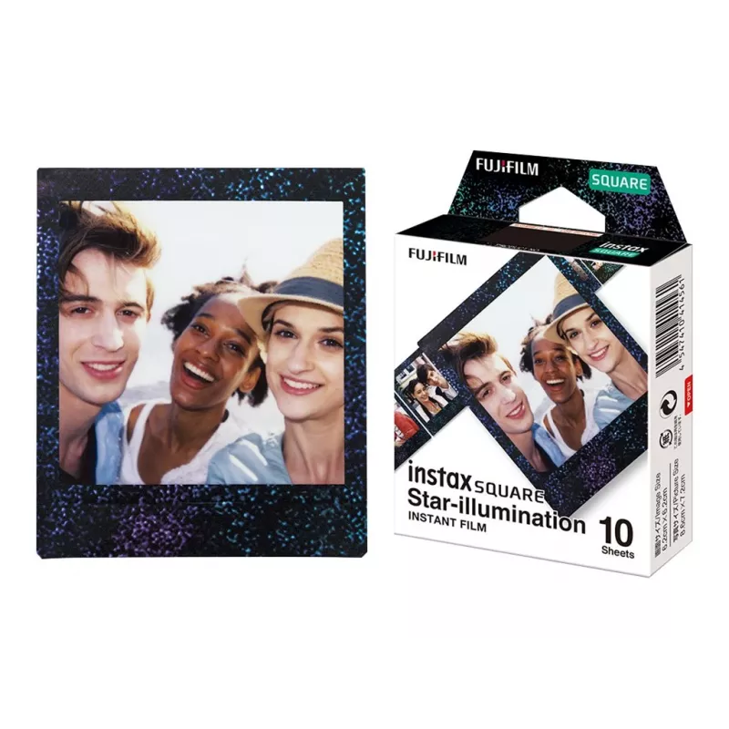 Fujifilm | Filme instantâneo Instax Square Star Illumination (10 folhas) | 86 x 72 mm | Tamanho de impressão: 86 mm x 72 mm, tamanho da imagem: 62 mm x 62 mm | Quantidade 10