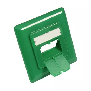 Peça central 50x50 mm incl. moldura de cobertura 80x80 mm para tomadas de rede, verde sinal RAL6032, Good Connections (GC-N0059)