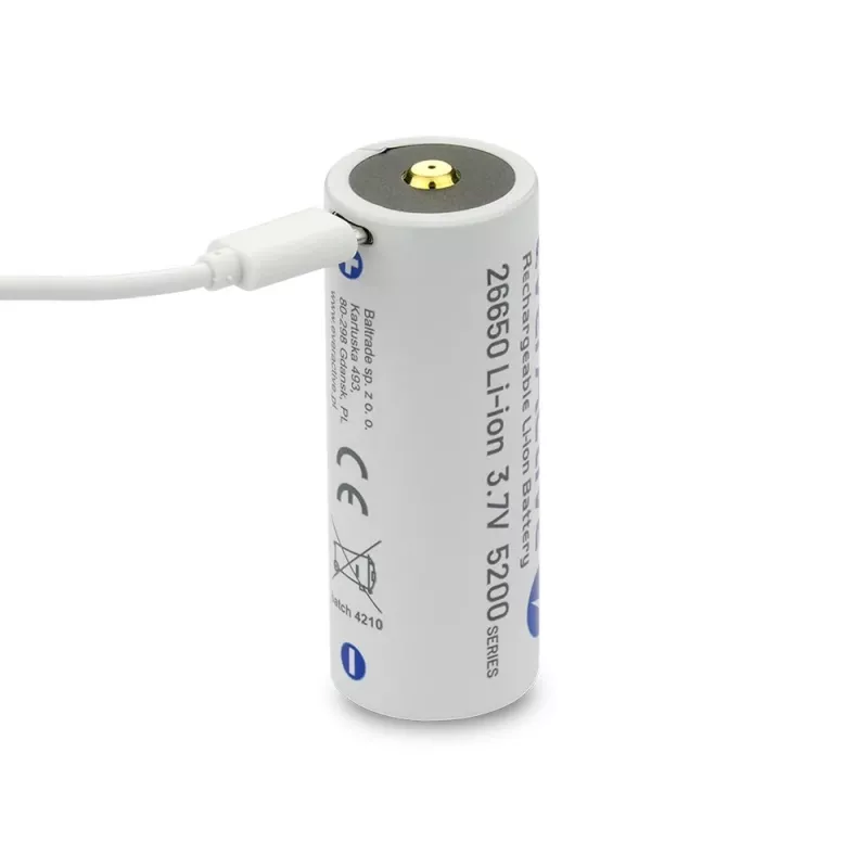 Bateria recarregável everActive EV26650-52M 3,7V 5200mAh com função de carregamento micro-USB