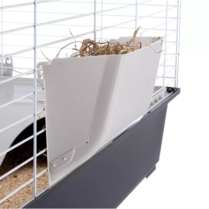 Gaiola FERPLAST Casita 100 para coelhos e porquinhos-da-índia, metal/plástico, 960×570×560 mm, taupe/branca