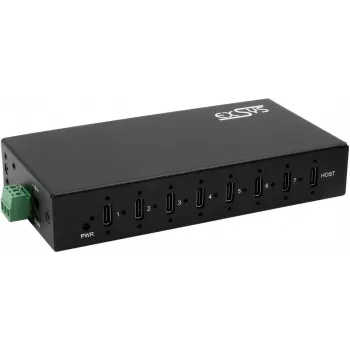 EXSYS GmbH Hub USB 3.2 Gen 2x1 metálico de 7 portas, 7x USB-C, 57W (EX-12277HMS)
