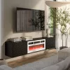 Móvel de TV Cama RTV LARA 183x35x37 preto mate + lareira branca