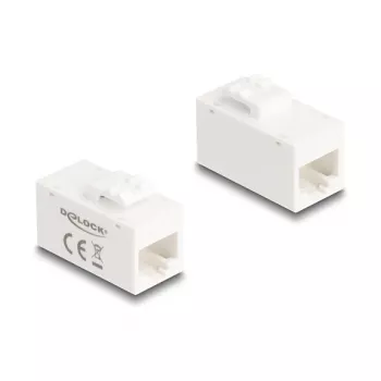 Delock 90639 módulo Keystone RJ45 fêmea para RJ45 fêmea, Cat.6A UTP, branco