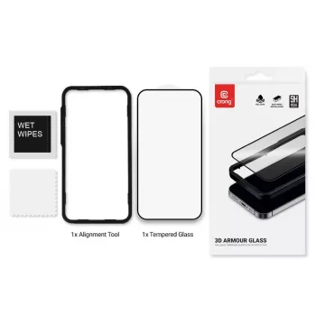 Película de proteção de ecrã em vidro temperado Crong 9H Full Glue para iPhone 16/15