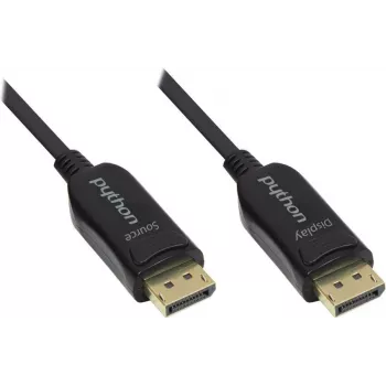Cabo de ligação ótico híbrido DisplayPort 1.2, 4K2K / UHD 60Hz, ficha banhada a ouro e contactos de cobre, preto, 100m, série PYTHON® (GC-M0180)