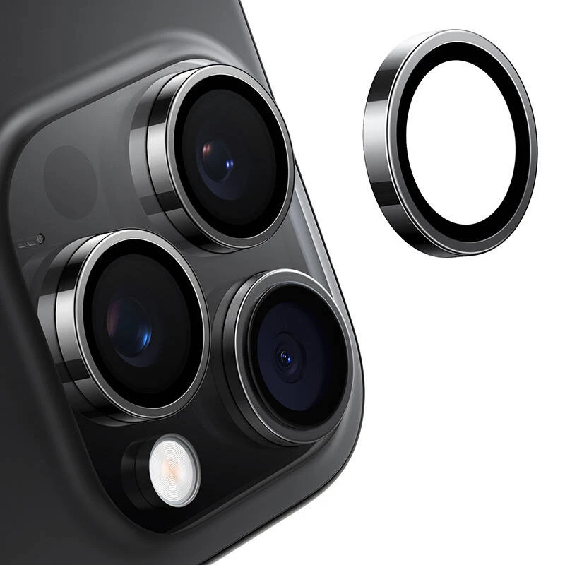 Vidro de proteção de câmara Torras para iPhone 16 Pro Max — Lensguard, preto