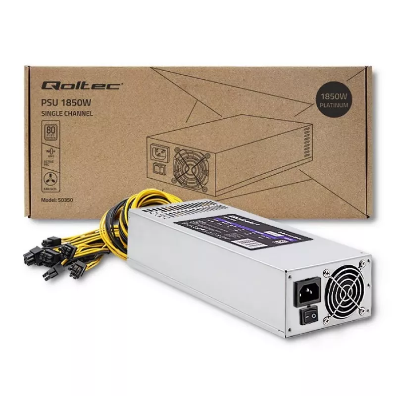 Fonte de alimentação Qoltec 50350 1850W PCI-E | 80 Plus Platinum | Gaming Miner