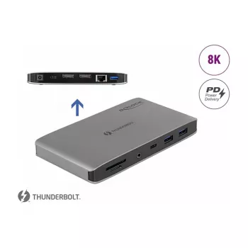Docking station DeLOCK Thunderbolt 3 8K Dual DisplayPort USB LAN SD áudio PD 3.0