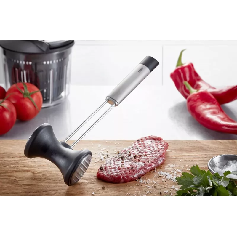 Batedor de carne GEFU PRIMELINE 29215 — martelo em aço inoxidável, ferramenta manual para bater carne