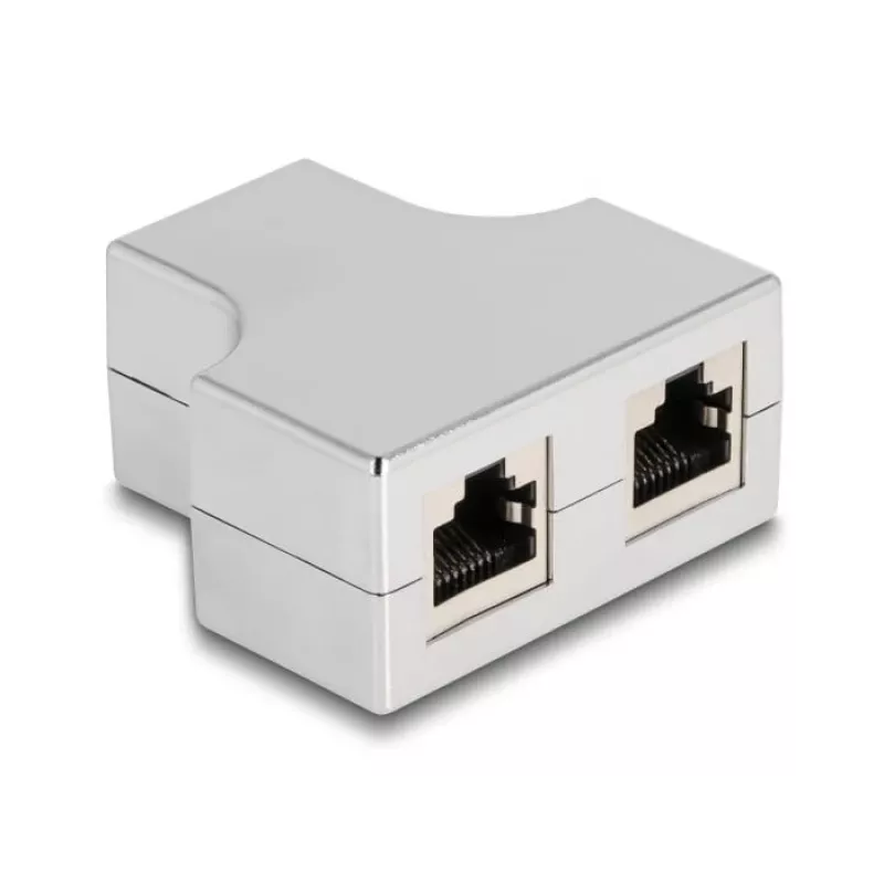 Adaptador splitter T RJ45 DeLOCK 1 x conector fêmea RJ45 para 2 x conector fêmea RJ45 Cat.5e STP