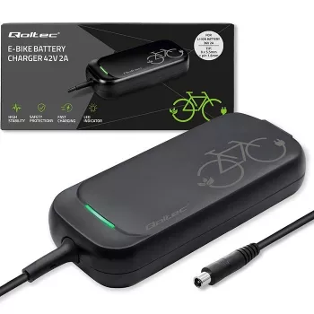 Carregador rápido Qoltec para trotinete elétrica / e-bike XIAOMI 36V | 42V | 2A | 8,0*8,0mm+pino | à prova de água + cabo de alimentação